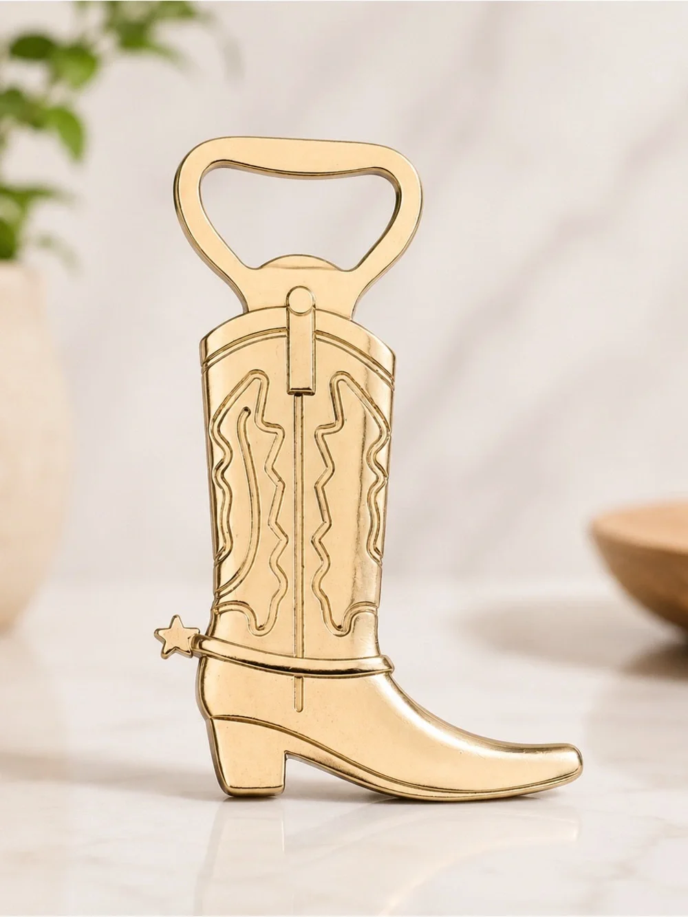Cowgirl Golden Metal Boot Shaped Bottle Opener